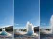 Bilderserie des Geysirs Strokkur beim Ausbruch
